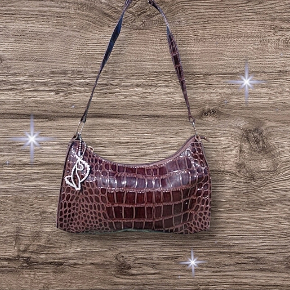 Brown Faux Alligator Purse